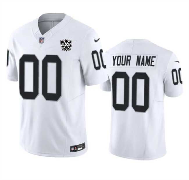 Men%27s Las Vegas Raiders Active Player Custom White 2024 F.U.S.E 65th Anniversary Patch Vapor Football Stitched Jersey